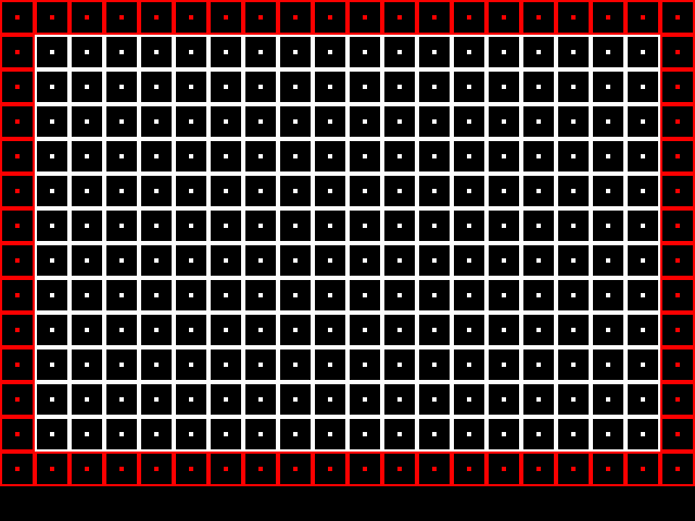 The 240p Test Suite's grid, with all its squares and a red border
